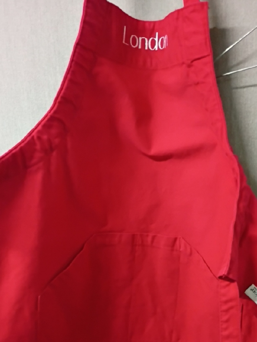 Red Apron with London Embroidery Heavy Denim Material Great Quality